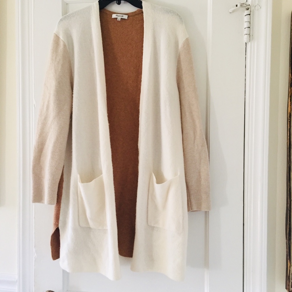 Madewell Kent Heather Color Block Alpaca Blend Open Cardigan